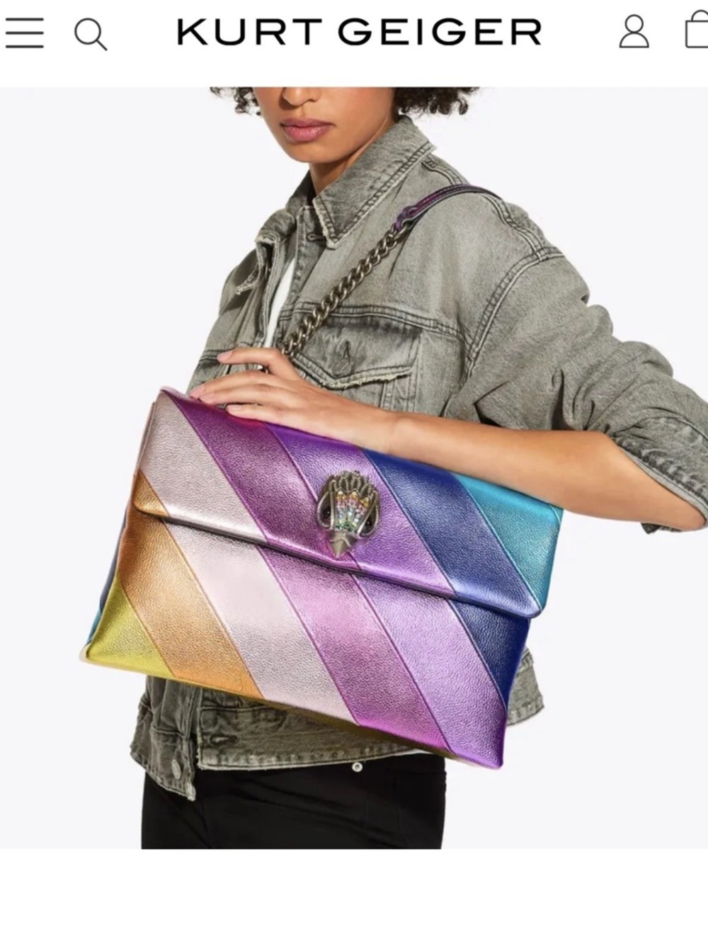 Kurt Geiger Metallic Rainbow  XXL Shoulder Bag in Multi-Color Rare